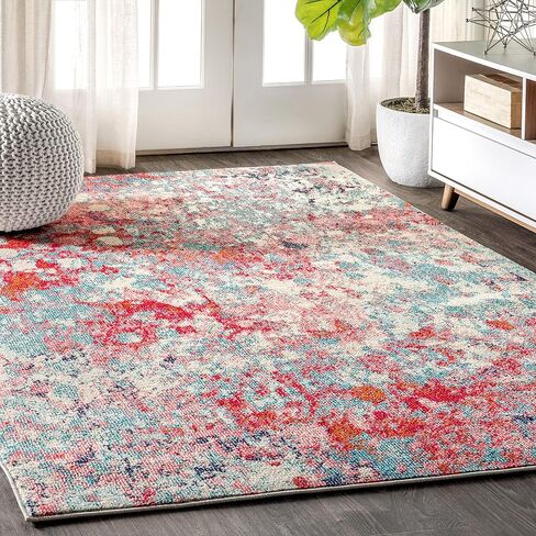 JONATHAN Y CTP108A-8 Contemporary POP Modern Abstract Multi/Yellow 8 ft. x 10 ft. Area-Rug, Bohemian, Easy-Cleaning, for Bedroom, Kitchen, Living Room, Non Shedding in Saudi Arabia