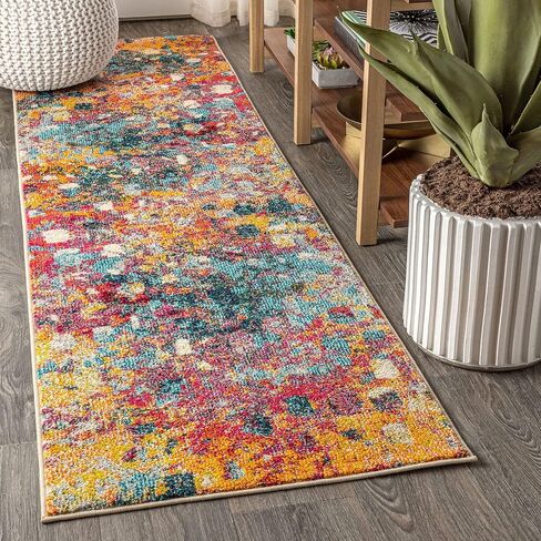JONATHAN Y CTP108A-8 Contemporary POP Modern Abstract Multi/Yellow 8 ft. x 10 ft. Area-Rug, Bohemian, Easy-Cleaning, for Bedroom, Kitchen, Living Room, Non Shedding in Saudi Arabia