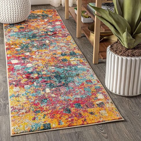 JONATHAN Y CTP108A-8 Contemporary POP Modern Abstract Multi/Yellow 8 ft. x 10 ft. Area-Rug, Bohemian, Easy-Cleaning, for Bedroom, Kitchen, Living Room, Non Shedding in Saudi Arabia