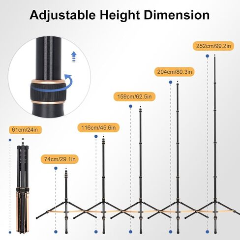 حامل ثلاثي القوائم من Koolehaoda Light Stand قابل للتعديل بطول 2-8 أقدام حامل ثلاثي من سبائك الألومنيوم القوي مع أرجل قابلة للعكس 180 درجة ومحول برغي 1/4 بوصة إلى 3/8 بوصة لكاميرا Speedlight Flash Softbox القوية الخفيفة in Saudi Arabia