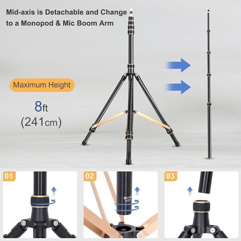 حامل ثلاثي القوائم من Koolehaoda Light Stand قابل للتعديل بطول 2-8 أقدام حامل ثلاثي من سبائك الألومنيوم القوي مع أرجل قابلة للعكس 180 درجة ومحول برغي 1/4 بوصة إلى 3/8 بوصة لكاميرا Speedlight Flash Softbox القوية الخفيفة in Saudi Arabia