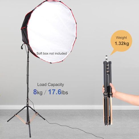حامل ثلاثي القوائم من Koolehaoda Light Stand قابل للتعديل بطول 2-8 أقدام حامل ثلاثي من سبائك الألومنيوم القوي مع أرجل قابلة للعكس 180 درجة ومحول برغي 1/4 بوصة إلى 3/8 بوصة لكاميرا Speedlight Flash Softbox القوية الخفيفة in Saudi Arabia