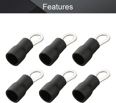 Fielect 150Pcs AWG16-14 Pre Insulated Wire Copper Crimp Terminals, Electrical Wire Connectors Ring Type Brass Connector Insulated Ferrule Terminals Black RV2-4 in Saudi Arabia