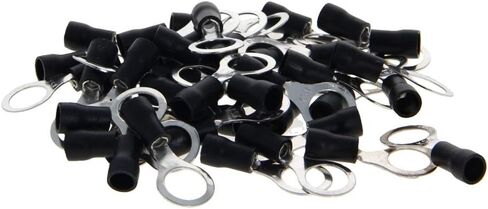 Fielect 150Pcs AWG16-14 Pre Insulated Wire Copper Crimp Terminals, Electrical Wire Connectors Ring Type Brass Connector Insulated Ferrule Terminals Black RV2-4 in Saudi Arabia