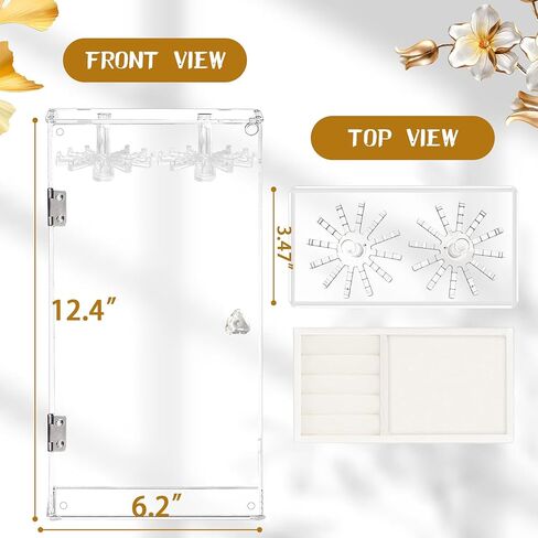 منظم حامل القلادة، حامل عرض القلادة، صندوق القلادة، حامل المجوهرات المنظم، منظم المجوهرات الشفاف من الأكريليك، عرض القلادة، علبة عرض المجوهرات، دوران مع 24 خطافًا in Kuwait