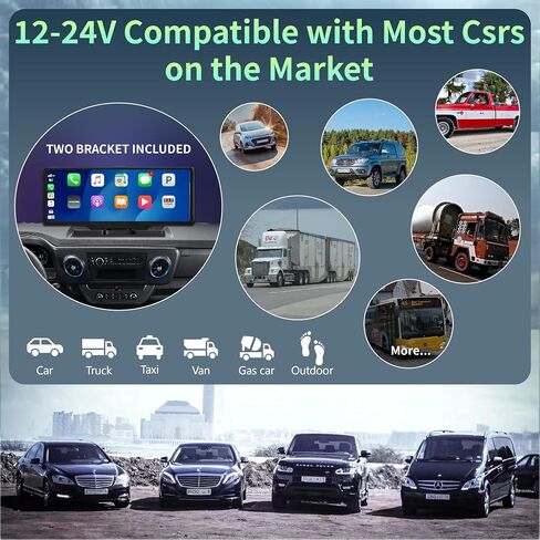 ستيريو Carplay لاسلكي مع كاميرا داش 4K، شاشة لمس محمولة 10.26 بوصة Carplay & Android Auto Car، كاميرا احتياطية 1080P، بطاقة TF 64 جيجابايت، ملاحة GPS، وصلة مرآة، FM، بلوتوث in Saudi Arabia