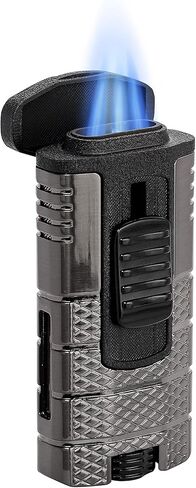 Xikar Tactical Triple Jet Flame Lighter, Engineered for Performance, Removable Pocket Clip, Angled Jet Flames, Ergonomic Metal Body, Black and Gunmetal in Saudi Arabia