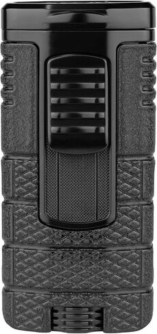 Xikar Tactical Triple Jet Flame Lighter, Engineered for Performance, Removable Pocket Clip, Angled Jet Flames, Ergonomic Metal Body, Black and Gunmetal in Saudi Arabia