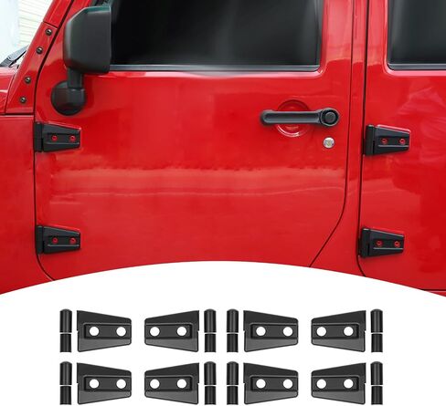 8PCS Door Hinge Covers Protector for 2007-2018 Jeep Wrangler JK JKU 4-Door (Matt Black) in Saudi Arabia