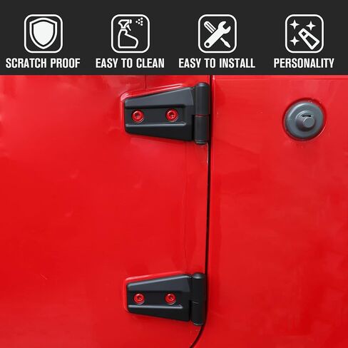 8PCS Door Hinge Covers Protector for 2007-2018 Jeep Wrangler JK JKU 4-Door (Matt Black) in Saudi Arabia