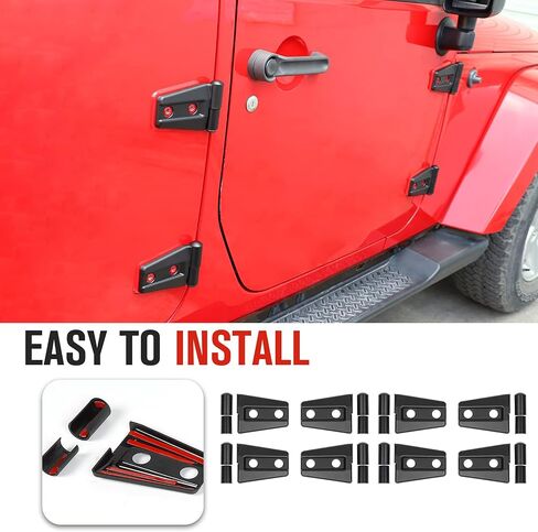 8PCS Door Hinge Covers Protector for 2007-2018 Jeep Wrangler JK JKU 4-Door (Matt Black) in Saudi Arabia