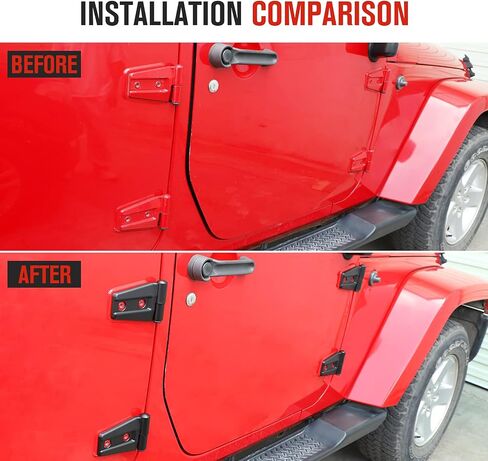 8PCS Door Hinge Covers Protector for 2007-2018 Jeep Wrangler JK JKU 4-Door (Matt Black) in Saudi Arabia