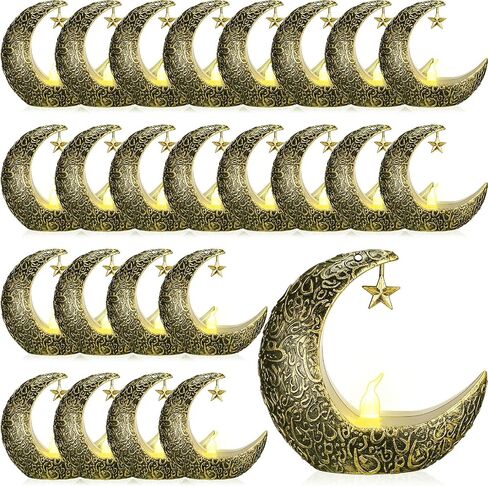 Hortsun 6 Pcs Eid Al Adha Candle Lanterns LED Eid Mubarak Lantern Mubarak Lanterns Decorative Moon Star Eid Al Adha Kareem Lights LED Vintage Decorative Hanging Lantern for Home, Table in Saudi Arabia