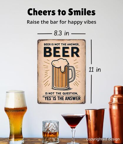 Vintage Metal Bar Sign - Humorous Bar Decorations for Home, Man Cave Accessories, Unique Bar Wall Decor, Beer Drinker Gifts | Cool and Funny Wall Art for Bar, Basement, Apartment, Garage, Funny Man in Saudi Arabia