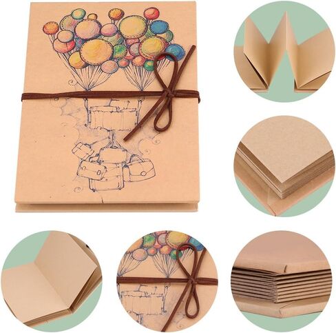 ألبوم سجل القصاصات DIY - لوازم كتاب القصاصات الأكورديون ألبوم صور قابل للطي DIY مع غطاء عتيق لذكريات DIY سكرابوكينغ الذكرى السنوية كراسة الرسم الزفاف هدايا عيد الحب in Saudi Arabia