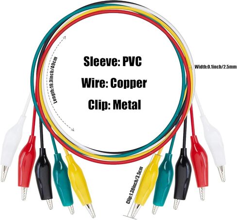10 قطع من مشابك التمساح الكهربائية الممتازة لاختبار الرصاص والمسبار، 5 ألوان ناعمة مزدوجة الأطراف بمشبك التمساح الكهربائي مجموعة قياس الأسلاك مع عازل لتوصيل الدائرة والاختبار والكشف in Kuwait