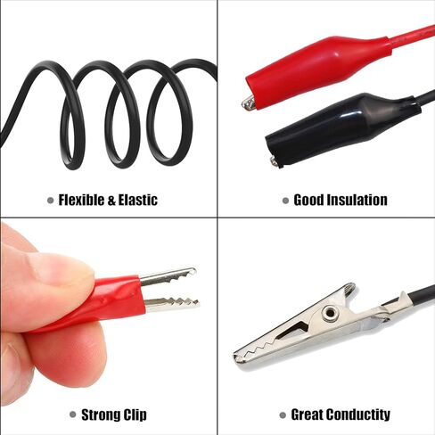10 قطع من مشابك التمساح الكهربائية الممتازة لاختبار الرصاص والمسبار، 5 ألوان ناعمة مزدوجة الأطراف بمشبك التمساح الكهربائي مجموعة قياس الأسلاك مع عازل لتوصيل الدائرة والاختبار والكشف in Kuwait