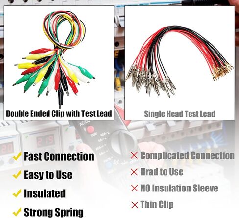 10 قطع من مشابك التمساح الكهربائية الممتازة لاختبار الرصاص والمسبار، 5 ألوان ناعمة مزدوجة الأطراف بمشبك التمساح الكهربائي مجموعة قياس الأسلاك مع عازل لتوصيل الدائرة والاختبار والكشف in Kuwait