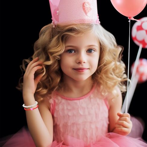 أساور هدية عيد الحب من PinkSheep للفتيات، 24 قطعة من سوار الصداقة الملون باللؤلؤ على شكل قلب للفتيات المراهقات، مجموعة أساور ساحرة مطرزة بالخرز، أشياء لطيفة لعيد الحب للفتيات in Kuwait