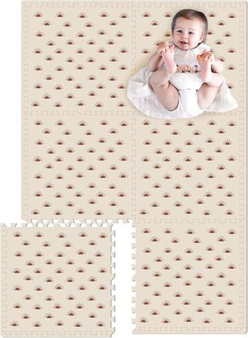 Baby Play Mat 72 x 48", Boho Sun Baby Play Mats for Floor Soft Foam Playmat for Babies and Toddler Waterproof Baby Crawling Mat for Indoor and Outdoor in Saudi Arabia