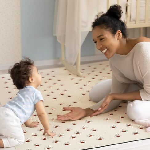 Baby Play Mat 72 x 48", Boho Sun Baby Play Mats for Floor Soft Foam Playmat for Babies and Toddler Waterproof Baby Crawling Mat for Indoor and Outdoor in Saudi Arabia
