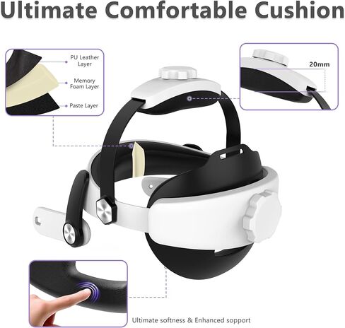 حزام رأس مريح بتصميم Gonat متوافق مع Quest 3، يقلل من إجهاد الوجه ويعزز الدعم الناعم في سماعة الواقع الافتراضي، استبدال حزام النخبة القابل للتعديل لملحقات Quest 3 in Kuwait