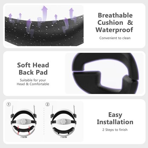 حزام رأس مريح بتصميم Gonat متوافق مع Quest 3، يقلل من إجهاد الوجه ويعزز الدعم الناعم في سماعة الواقع الافتراضي، استبدال حزام النخبة القابل للتعديل لملحقات Quest 3 in Kuwait