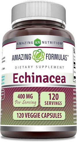 Amazing Formulas Echinacea Supplement | 400 Mg Per Serving | 120 Veggie Capsules | Non-GMO | Gluten Free | Made in USA in Saudi Arabia