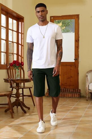 Lexiart Mens Hiking Cargo Shorts Quick Dry Lightweight Work Golf Capri Pants with 5 Zipper Pockets in Kuwait