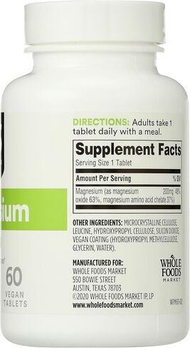 365 by Whole Foods Market, Magnesium 200Mg, 60 Tablets in Saudi Arabia