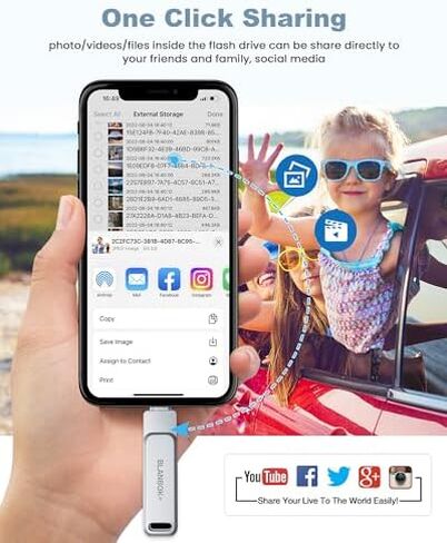 محرك فلاش 128 جيجا بايت للهاتف USB Memory Stick، Photo Stick Thumb Drives عالية السرعة USB Stick تخزين خارجي متوافق مع الهاتف/الوسادة/Android/PC in Kuwait