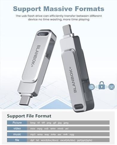 محرك فلاش 128 جيجا بايت للهاتف USB Memory Stick، Photo Stick Thumb Drives عالية السرعة USB Stick تخزين خارجي متوافق مع الهاتف/الوسادة/Android/PC in Kuwait