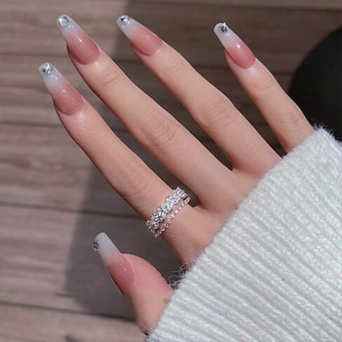 Boho Crystal Ring for Women Paved Cz Knuckle Ring Crystal Stacking Ring Silver Layered rhinestone Finger Ring Open Ring Dainty Adjustable Ring Jewelry for Girls Gifts (Style:A) in Kuwait