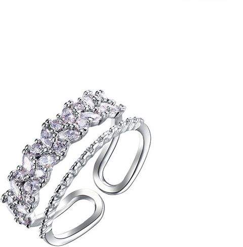 Boho Crystal Ring for Women Paved Cz Knuckle Ring Crystal Stacking Ring Silver Layered rhinestone Finger Ring Open Ring Dainty Adjustable Ring Jewelry for Girls Gifts (Style:A) in Kuwait