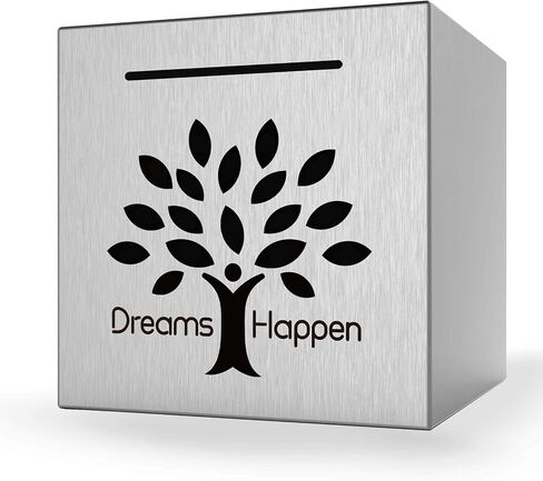 Adults Piggy Bank Must Break to Open, Stainless Steel Piggy Bank Creative Safe Bank for Real Money (Dreams Happen-Black, 4.72 inches) in Saudi Arabia