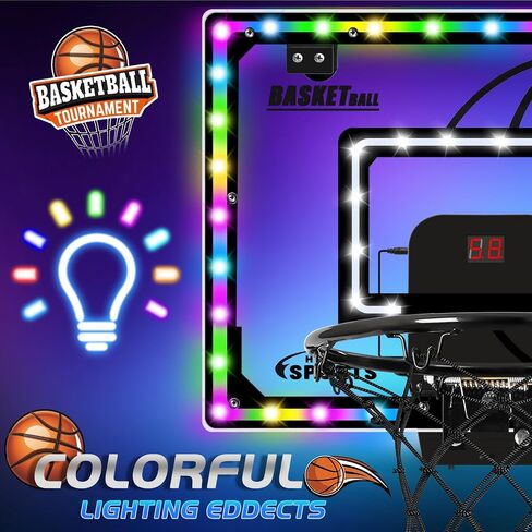 AOKESI Mini Basketball Hoop Indoor with Scorer and Batteries|Inside Basketball Hoop Over The Door with Colorful LED Lighting|Toy Basketball Gifts for Boys Girls Teens Adults in Saudi Arabia