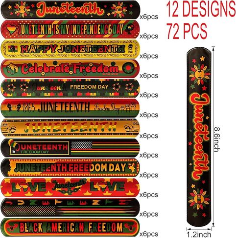 72 قطعة من أساور Juneteenth لمستلزمات الحفلات، أساور معصم لعيد الحرية السعيد، هدايا الحفلات، تزيين الحفلات الأمريكية الأفريقية، هدايا الحفلات، حقيبة الأشياء الجيدة، حشو in Kuwait