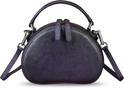 حقيبة كروس من الجلد الطبيعي للنساء من الجلد القديم مصنوعة يدويًا حقيبة يد صغيرة مستديرة ومحفظة دائرية in Kuwait