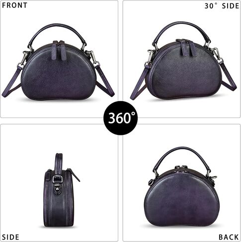 حقيبة كروس من الجلد الطبيعي للنساء من الجلد القديم مصنوعة يدويًا حقيبة يد صغيرة مستديرة ومحفظة دائرية in Kuwait