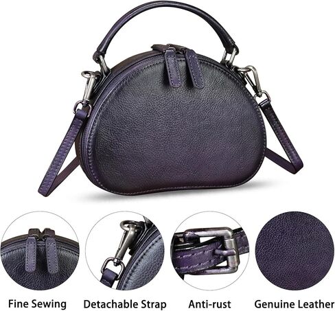 حقيبة كروس من الجلد الطبيعي للنساء من الجلد القديم مصنوعة يدويًا حقيبة يد صغيرة مستديرة ومحفظة دائرية in Kuwait