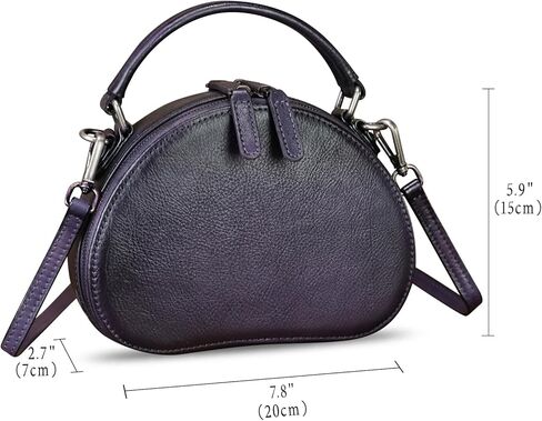 حقيبة كروس من الجلد الطبيعي للنساء من الجلد القديم مصنوعة يدويًا حقيبة يد صغيرة مستديرة ومحفظة دائرية in Kuwait