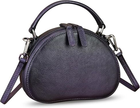 حقيبة كروس من الجلد الطبيعي للنساء من الجلد القديم مصنوعة يدويًا حقيبة يد صغيرة مستديرة ومحفظة دائرية in Kuwait