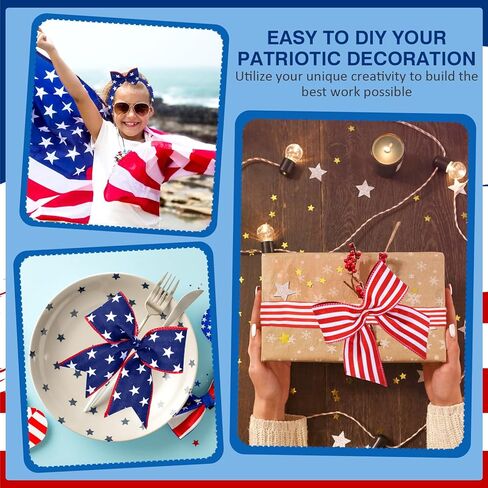 ZOCONE 2 لفات 20 ياردة أحمر أبيض أزرق نجمة الشريط الوطني وشريط سلكي مخطط في الرابع من يوليو، يوم الاستقلال، يوم الذكرى، إكليل صناعة الحرف اليدوية، شريط العلم الأمريكي in Kuwait