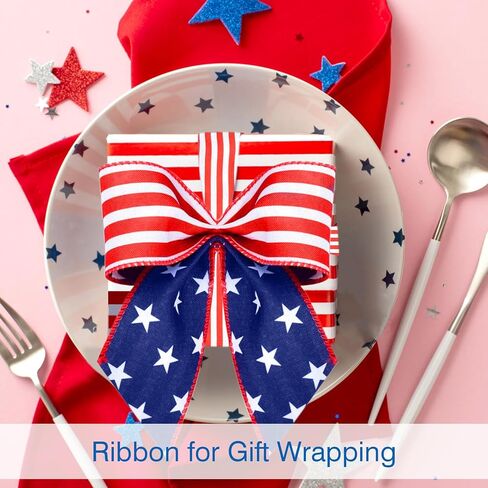 ZOCONE 2 لفات 20 ياردة أحمر أبيض أزرق نجمة الشريط الوطني وشريط سلكي مخطط في الرابع من يوليو، يوم الاستقلال، يوم الذكرى، إكليل صناعة الحرف اليدوية، شريط العلم الأمريكي in Kuwait