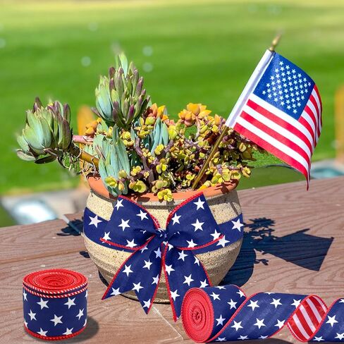 ZOCONE 2 لفات 20 ياردة أحمر أبيض أزرق نجمة الشريط الوطني وشريط سلكي مخطط في الرابع من يوليو، يوم الاستقلال، يوم الذكرى، إكليل صناعة الحرف اليدوية، شريط العلم الأمريكي in Kuwait