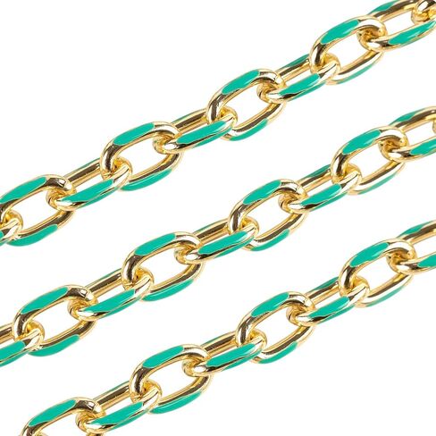 YOUBEIYEE 1 Yard Blue Enamel Paperclip Chains for Jewelry Making Gold Plated Aluminum Jewelry Making Chain Bulks with Jump Rings and Lobster Clasps in Kuwait