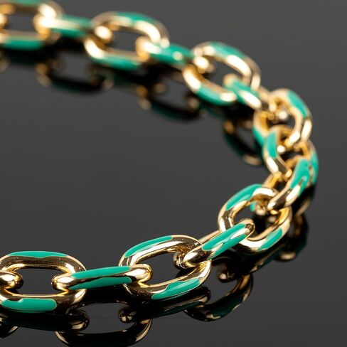 YOUBEIYEE 1 Yard Blue Enamel Paperclip Chains for Jewelry Making Gold Plated Aluminum Jewelry Making Chain Bulks with Jump Rings and Lobster Clasps in Kuwait