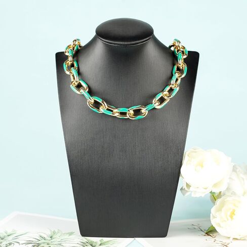 YOUBEIYEE 1 Yard Blue Enamel Paperclip Chains for Jewelry Making Gold Plated Aluminum Jewelry Making Chain Bulks with Jump Rings and Lobster Clasps in Kuwait