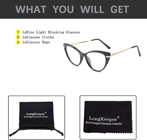 Long Keeper Blue Light Blocking Glasses for Women Vintage Cat Eye Computer Gaming Eyewear Retro Anti Blue Light Glasses in Saudi Arabia