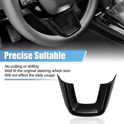 X AUTOHAUX for Honda Civic 11th Gen 2022 Steering Wheel Cover Trim Center Consoles U Type Frame Trim Decor for Sedan Hatchback LX EX EX-L Sport Touring ABS Sweat-proof Bright Black in Saudi Arabia
